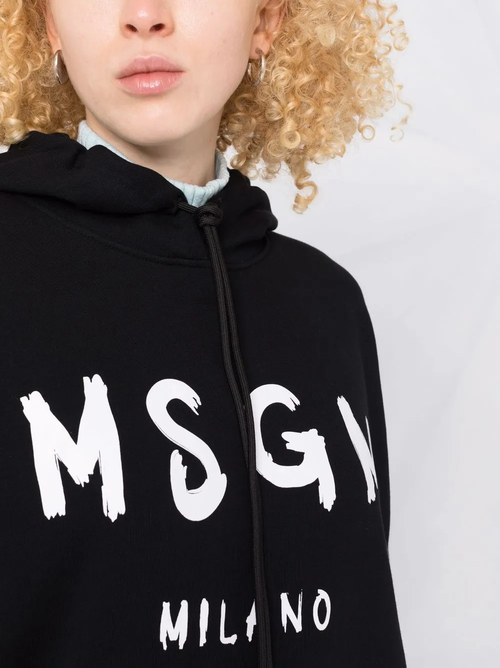 Shop Msgm Logo-print Cotton Hoodie In Schwarz