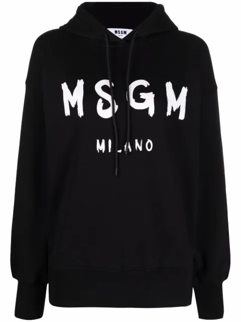 MSGM logo-print cotton hoodie