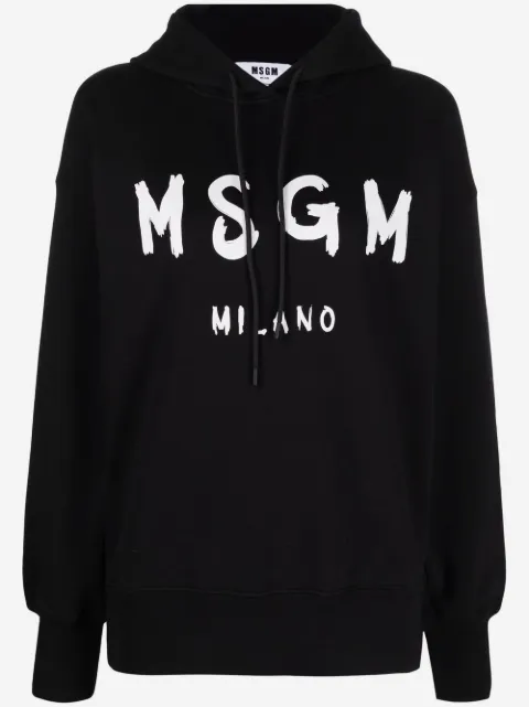 MSGM logo-print cotton hoodie