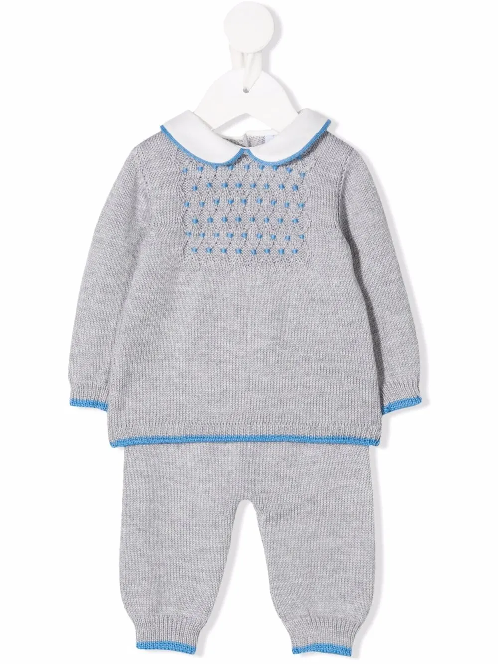 

Siola knitted merino-wool babygrow set - Grey