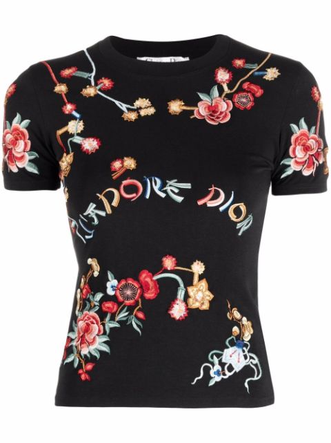 Christian Dior - 2002 pre-owned Jadore Dior floral-print T-shirt