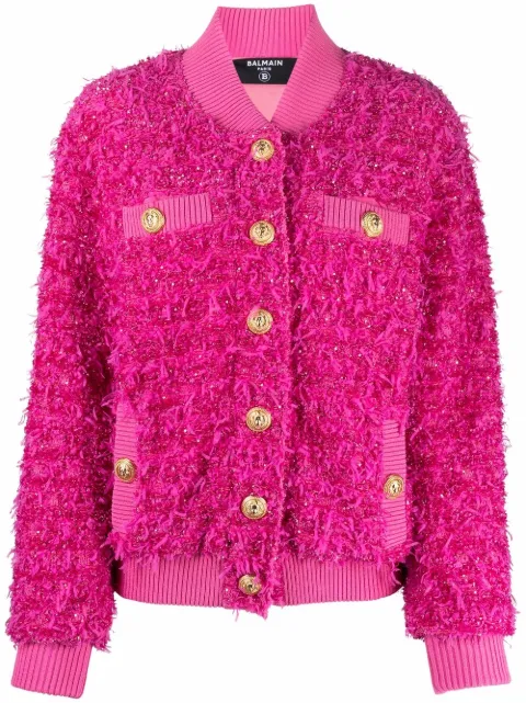 Balmain x Barbie tweed bomber jacket
