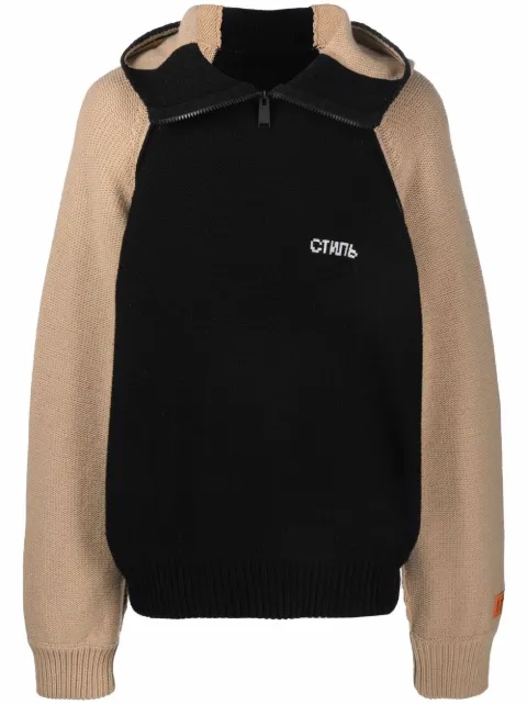 Heron Preston contrast-sleeve knitted hoodie