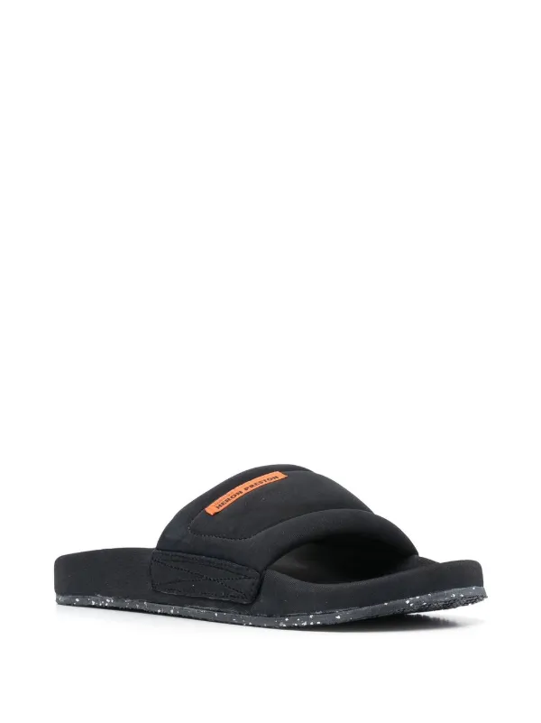 Heron Preston logo-patch slip-on Slides | Black | FARFETCH TR