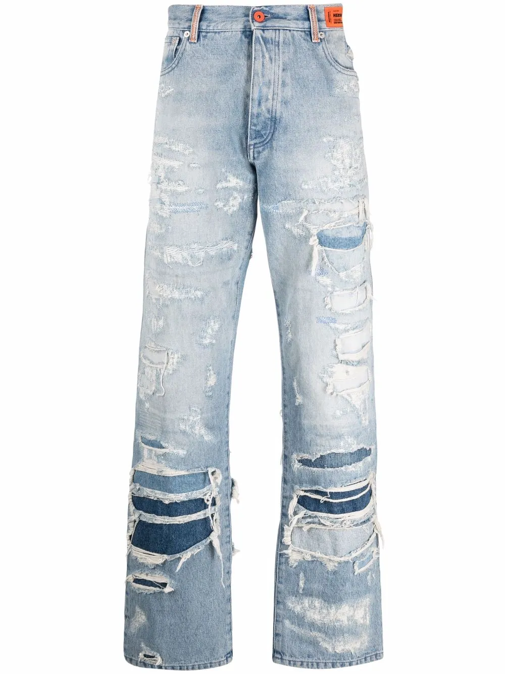 distressed effect jeans