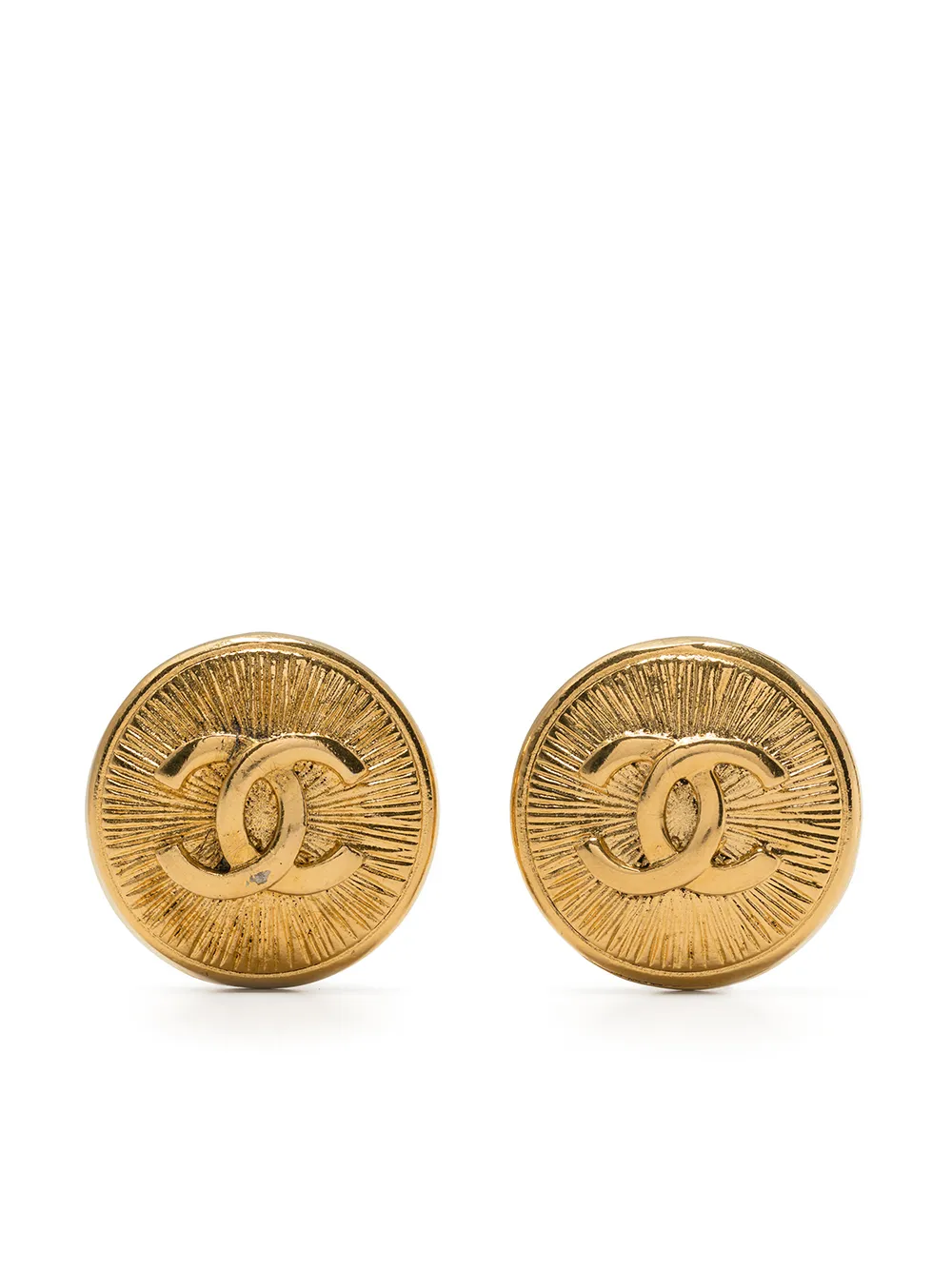 

Chanel Pre-Owned aretes de botón con logo CC 1990 - Dorado