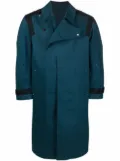 A-COLD-WALL* logo-badge longline trench coat - Blue