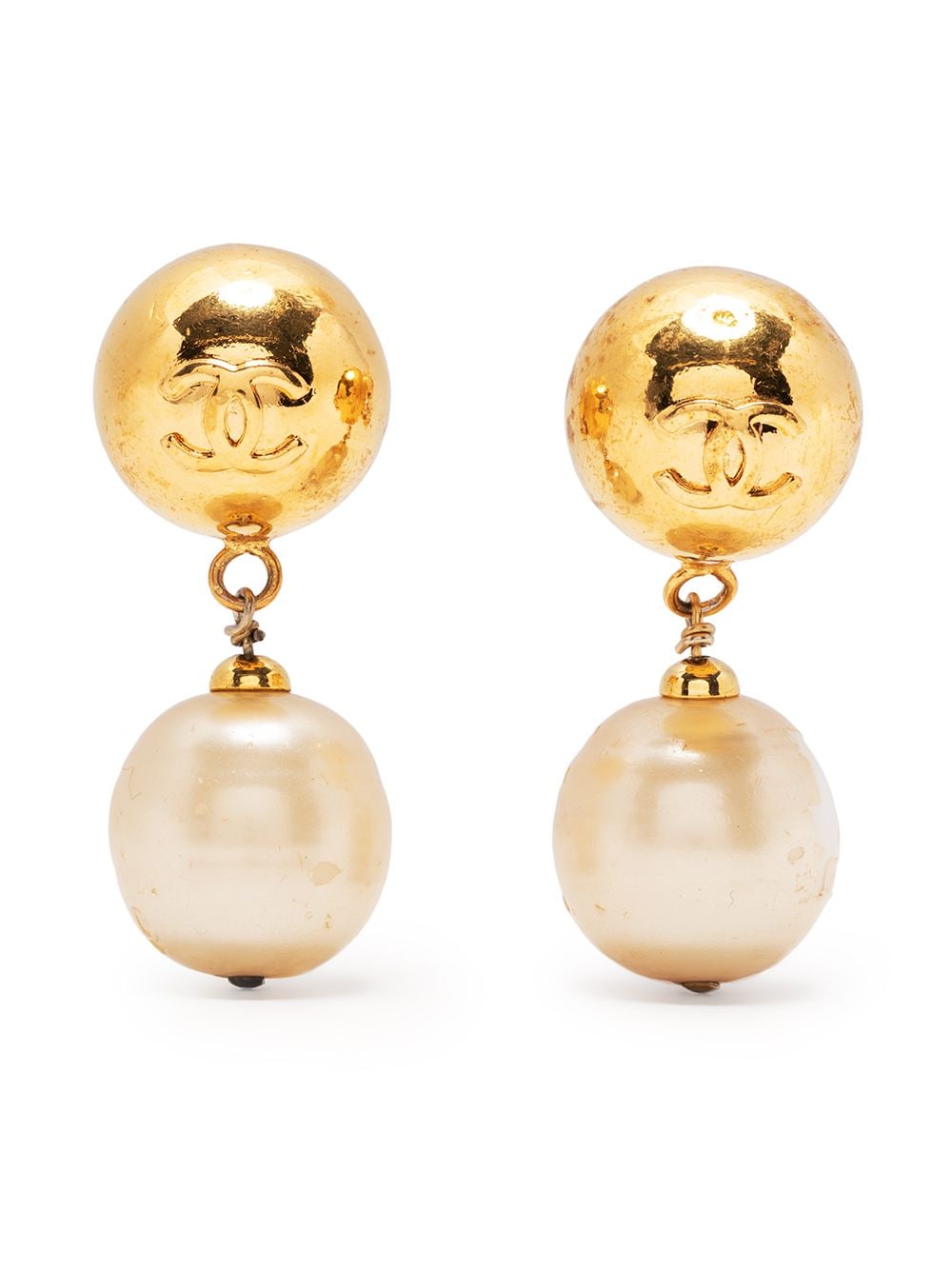 Chanel Pre-Owned 1993 CC drop-pendant clip-on earrings