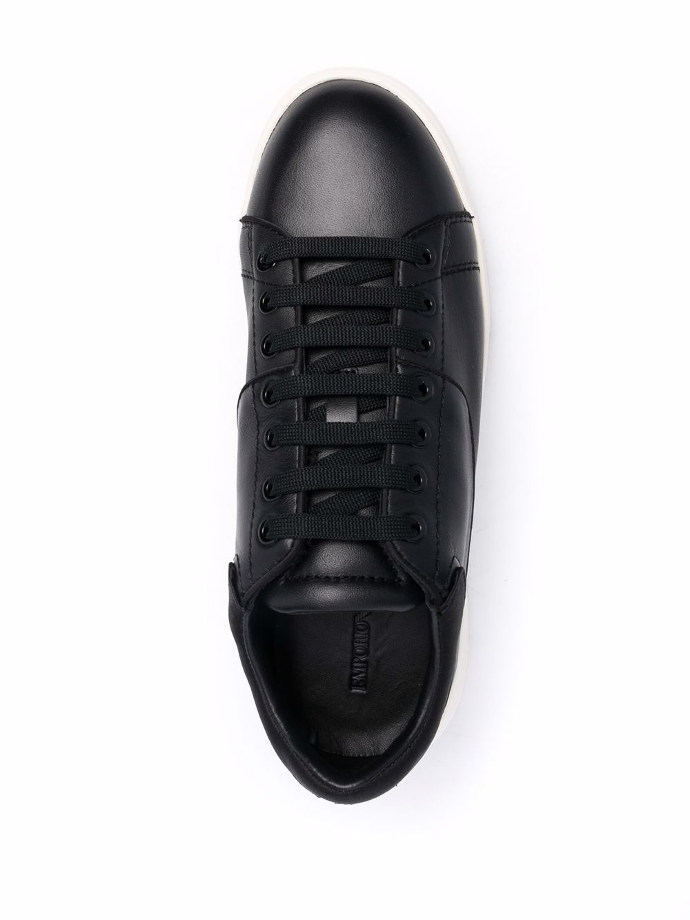Shop Emporio Armani Panelled Low-top Leather Sneakers In Schwarz