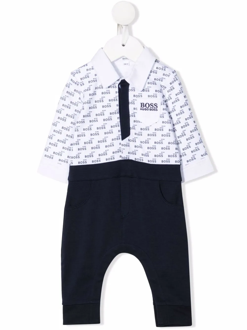 

BOSS Kidswear mameluco con panel del monograma - Azul