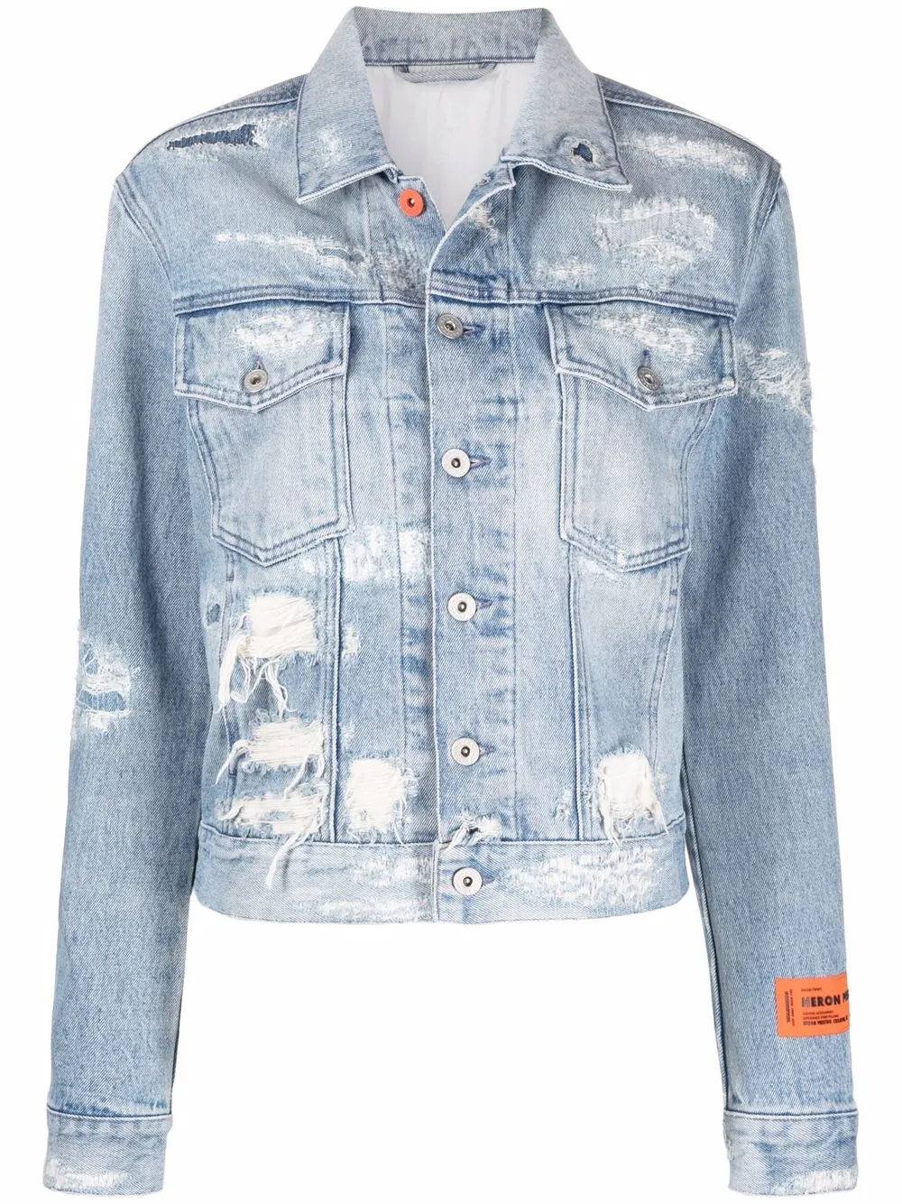 distressed-detail denim jacket