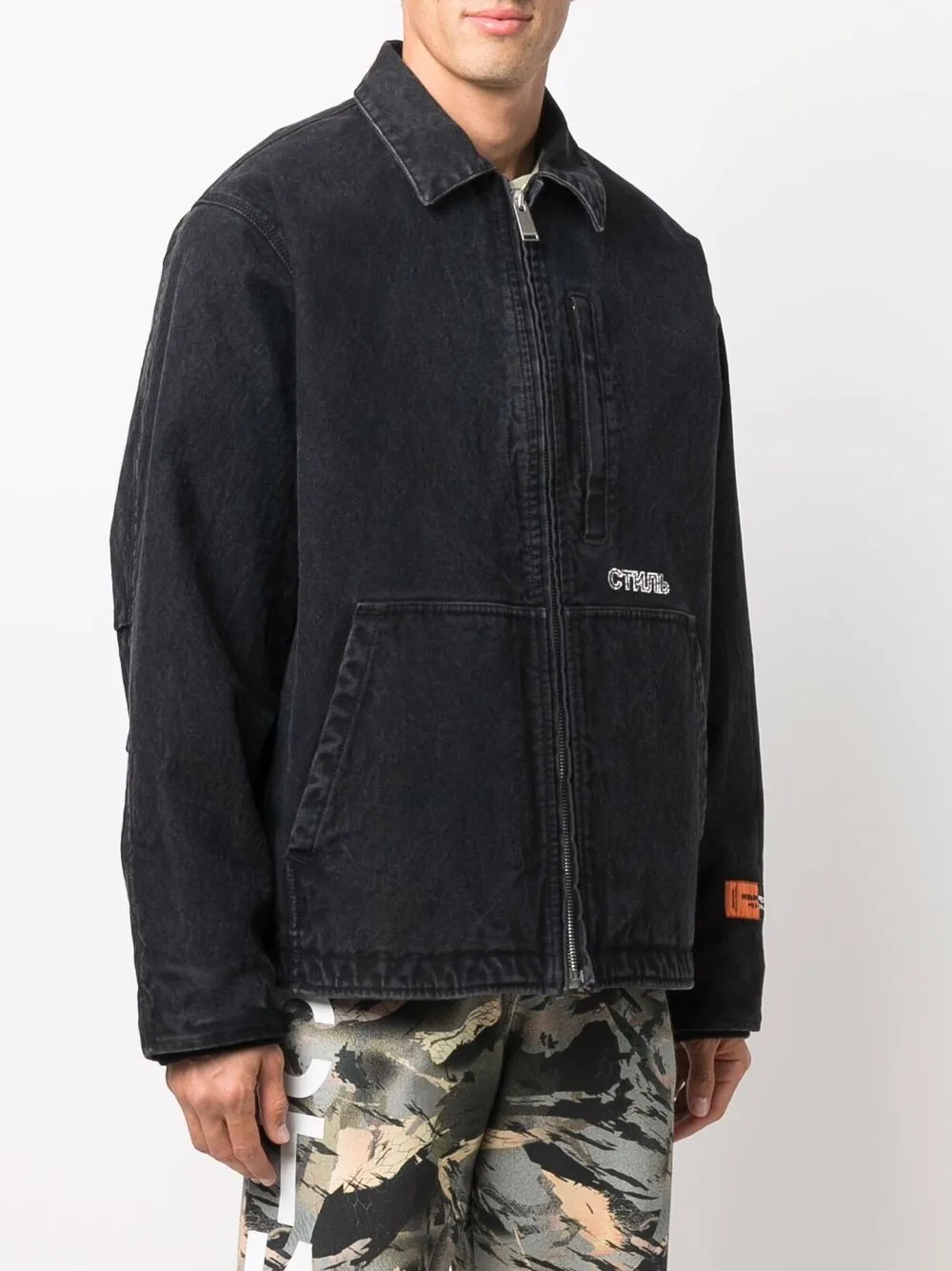 Heron Preston Zipped Denim Jacket Farfetch