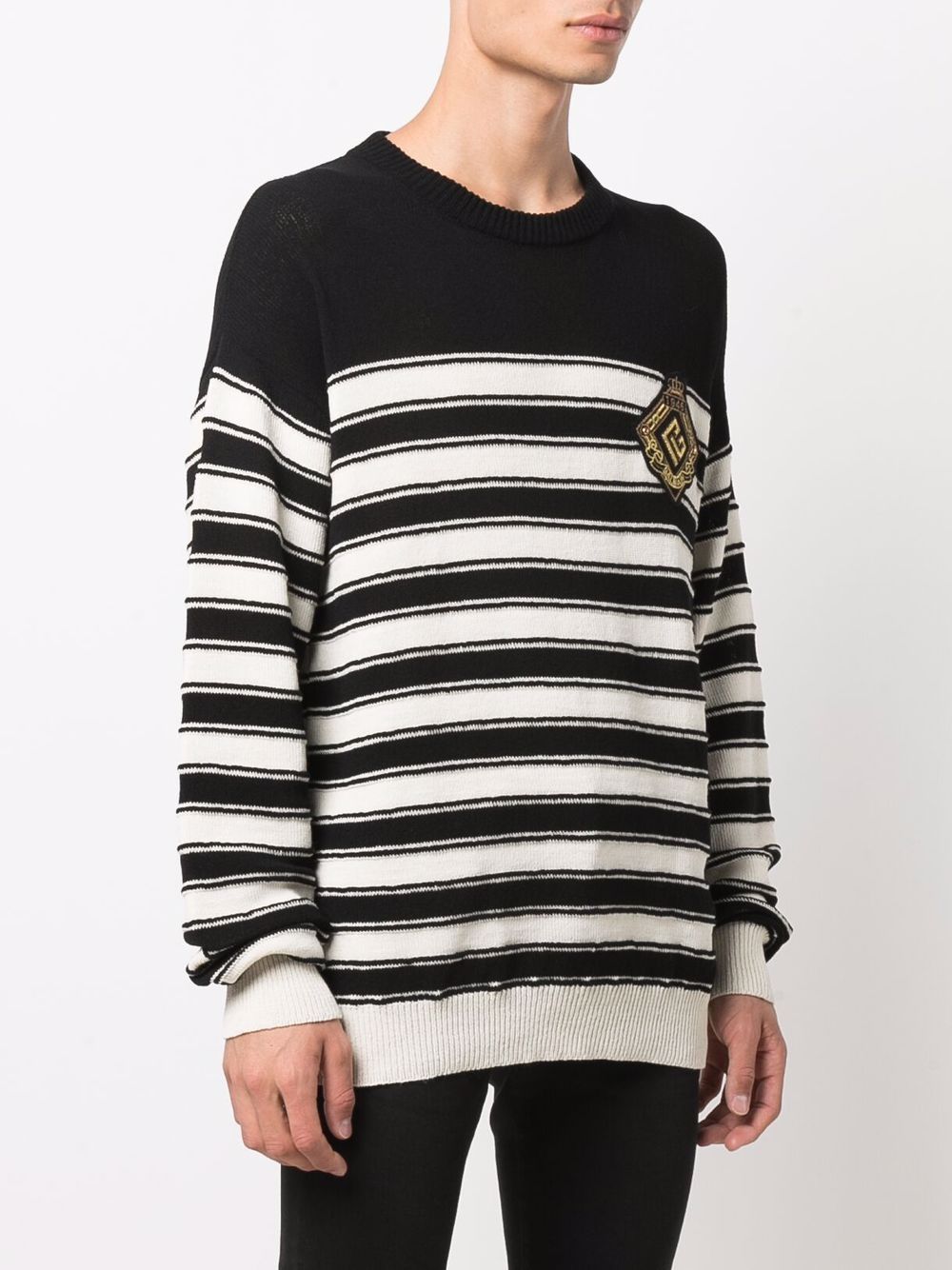 Balmain logo-badge knitted sailor jumper Men