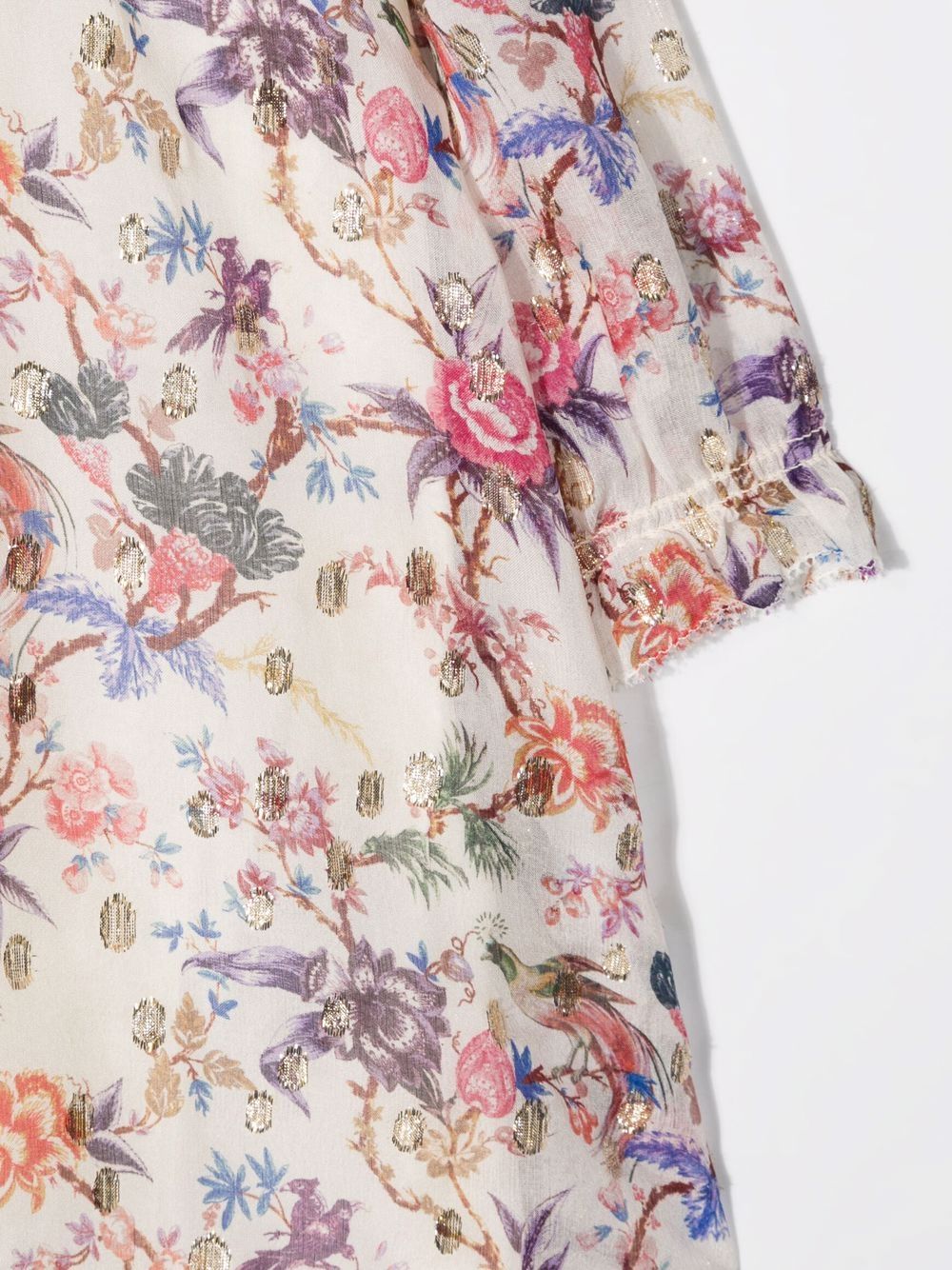 Shop Bonpoint Floral-print Silk-blend Midi Dress In Neutrals