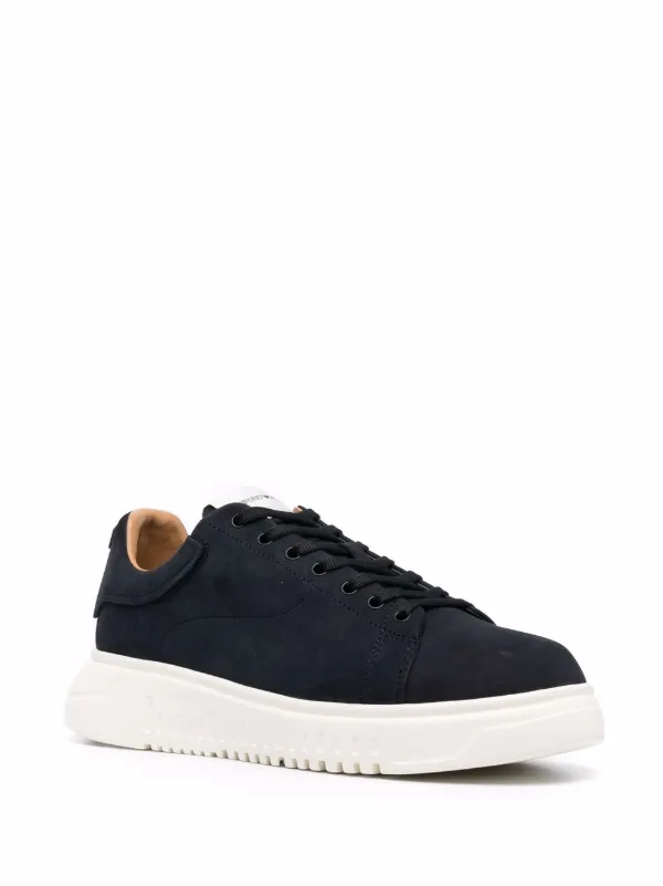 Emporio Armani logo patch low top Suede Sneakers Blue FARFETCH CH