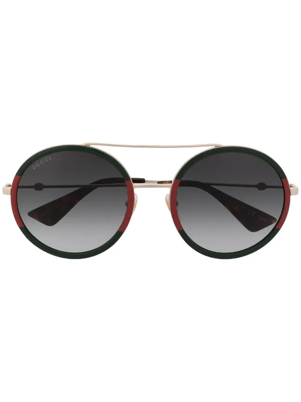 Gucci Eyewear ダブルブリッジ ラウンドサングラス 通販 - FARFETCH
