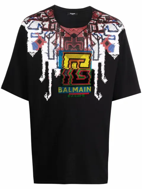 Balmain textured logo-print T-shirt