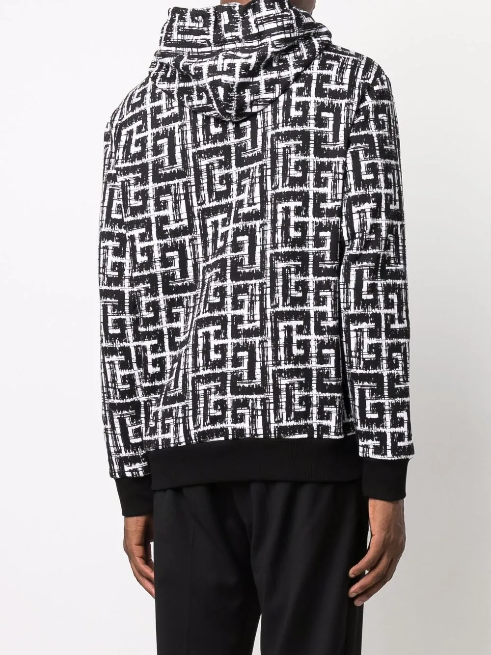 Balmain PB-monogram Print Hoodie - Farfetch