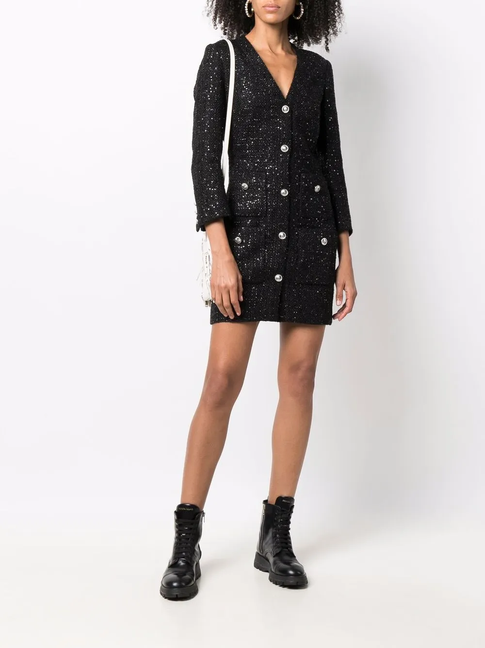 Shop Maje sequin-embellished knit V-neck dress with Express Delivery ...