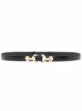 Maje lion-buckle thin leather belt - Black