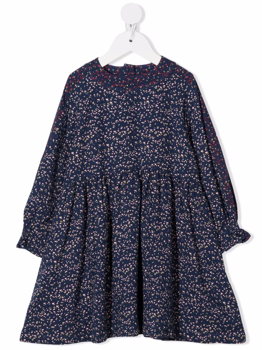 

Knot night flowers-print long-sleeve dress - Blue