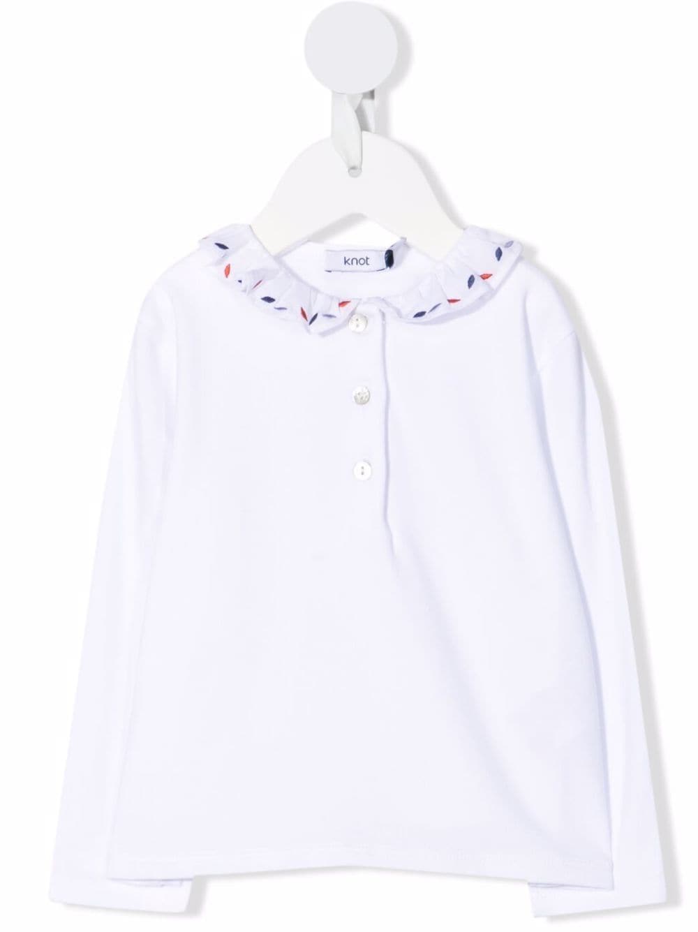Image 1 of Knot embroidered leaf polo top