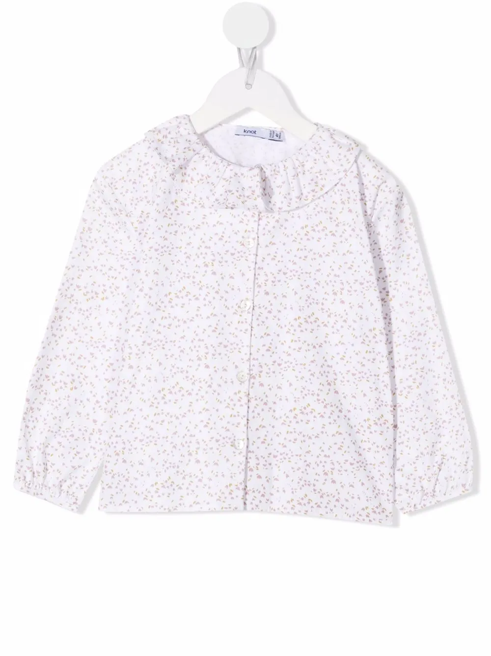 

Knot Soft flowers cotton blouse - White