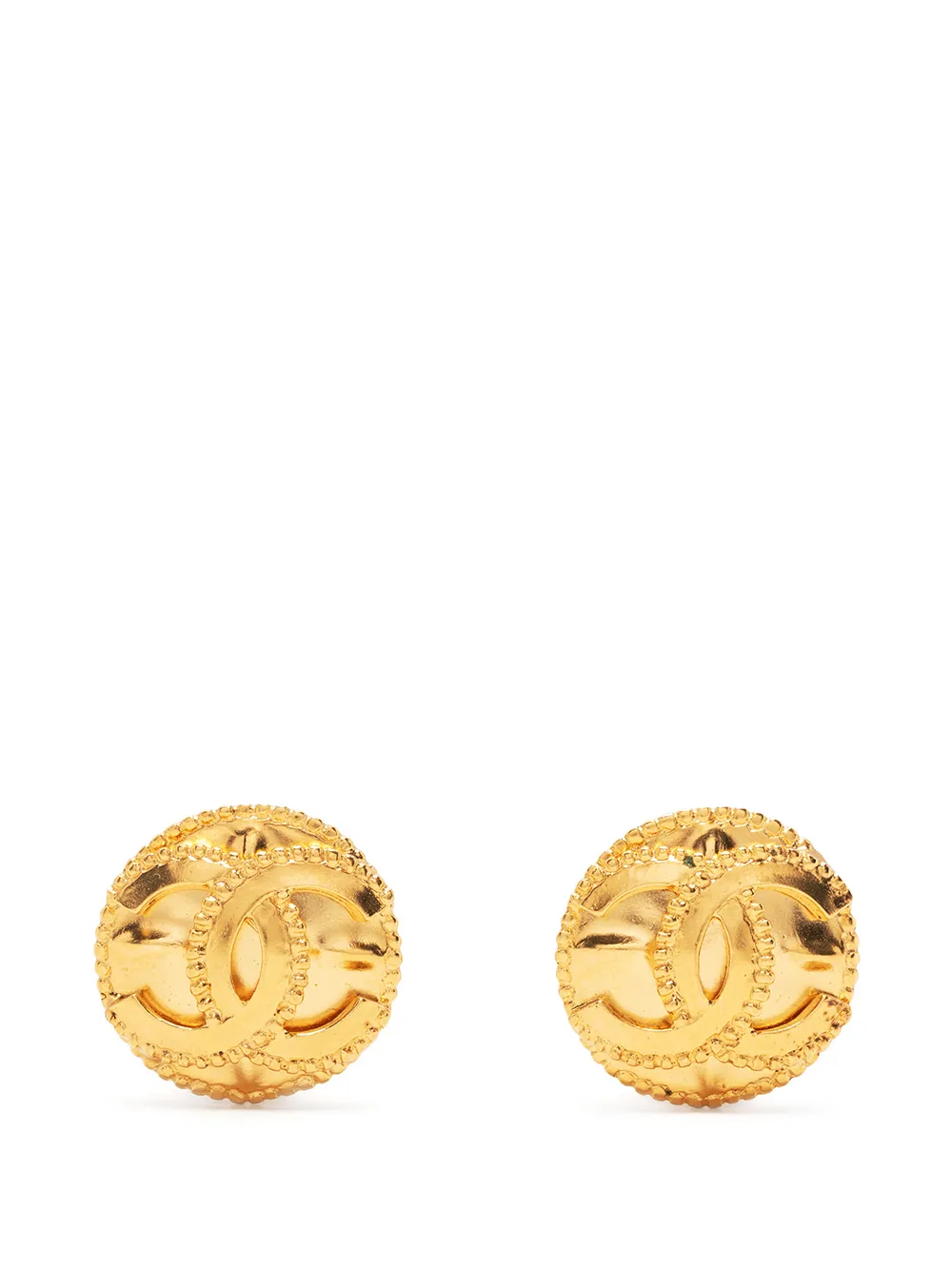 

CHANEL Pre-Owned 1997 CC button clip-on earrings - Gold