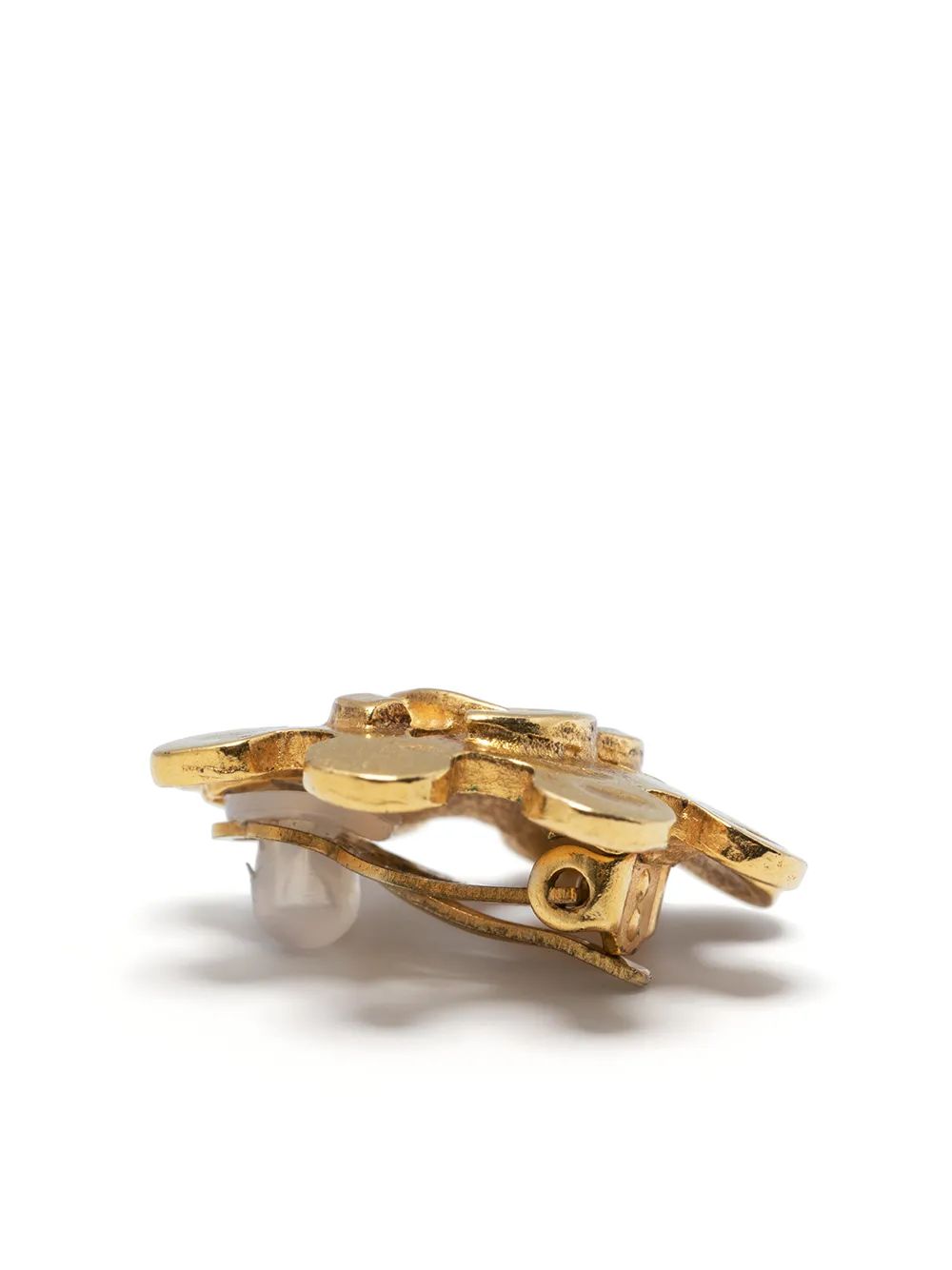 Chanel Pre-owned 1994 CC Floral Clip-on Earrings in Gold, view 3