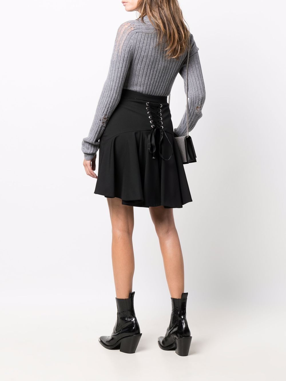 Shop Alexander Mcqueen High-waisted Ruffle-hem Mini Skirt In 黑色