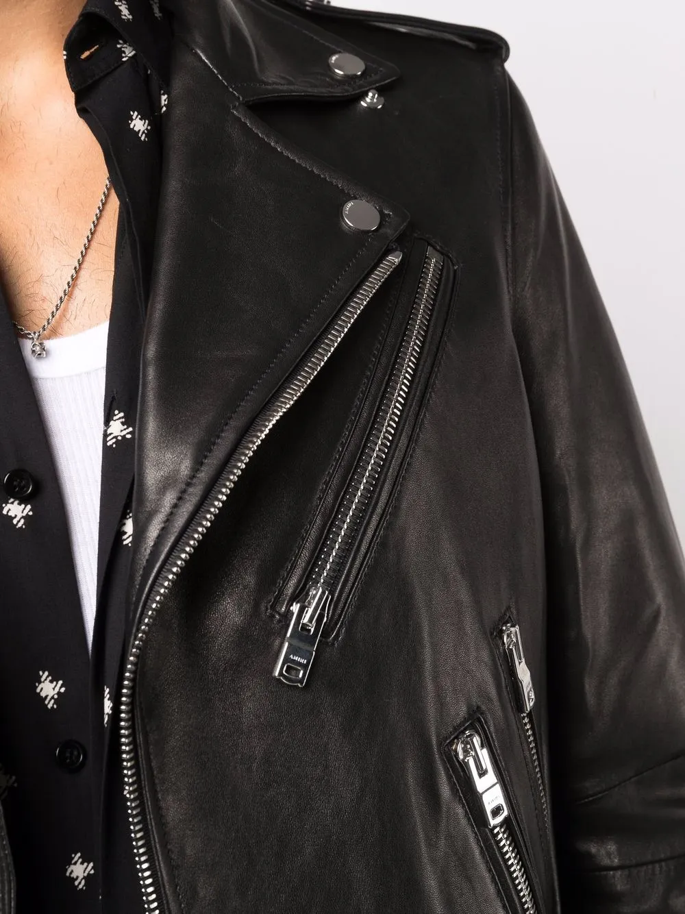 Shop Amiri Leather Biker Jacket In Schwarz