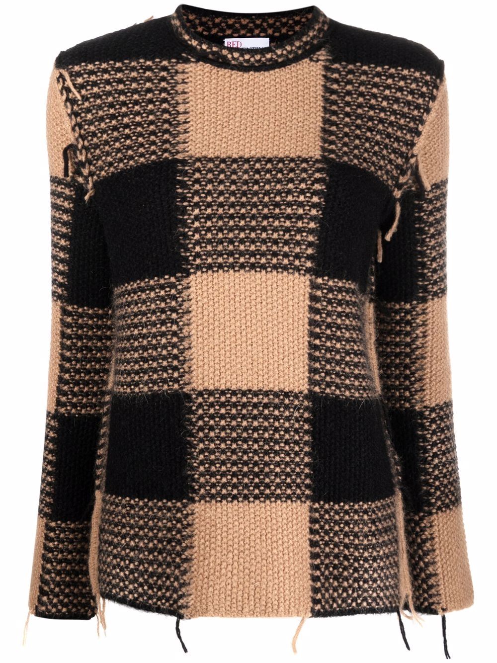 

RED Valentino check frayed jumper - Brown