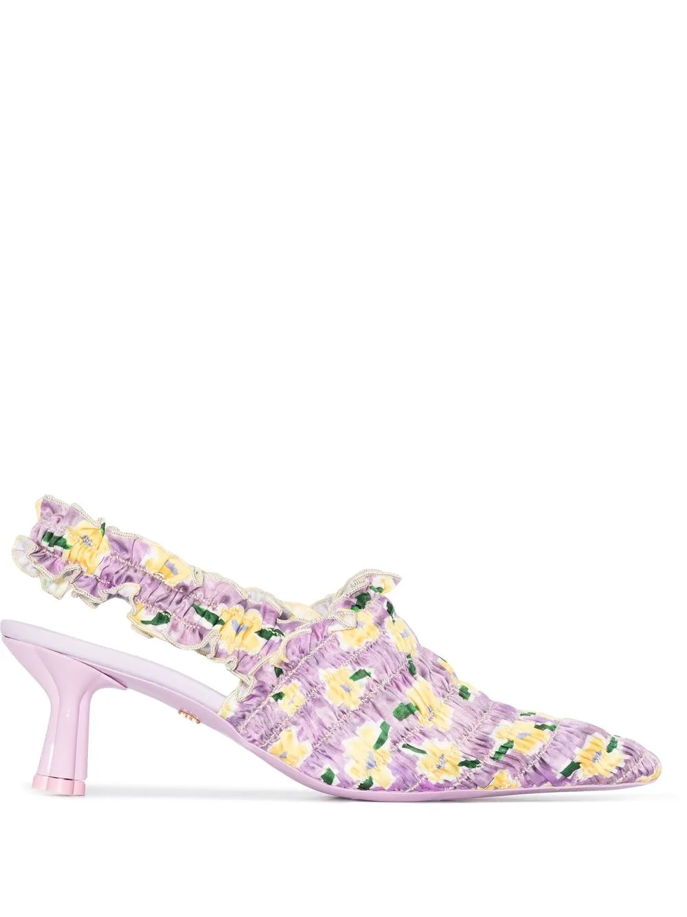 

Amy Crookes floral-print ruched 65mm pumps - Purple