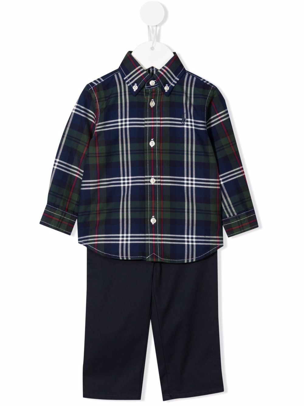 Ralph Lauren Babies' Plaid Shirt Trouser Set In Blue