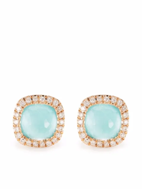 Tirisi ørestikkere i 18 karat rosaguld med turkis og diamant