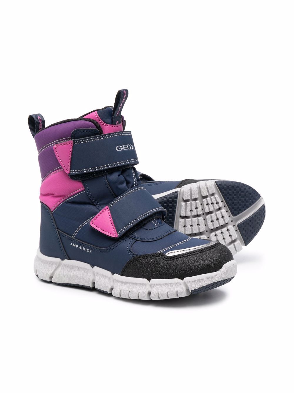 Shop Geox Flexyper Panelled Touch-strap Boots In Blue