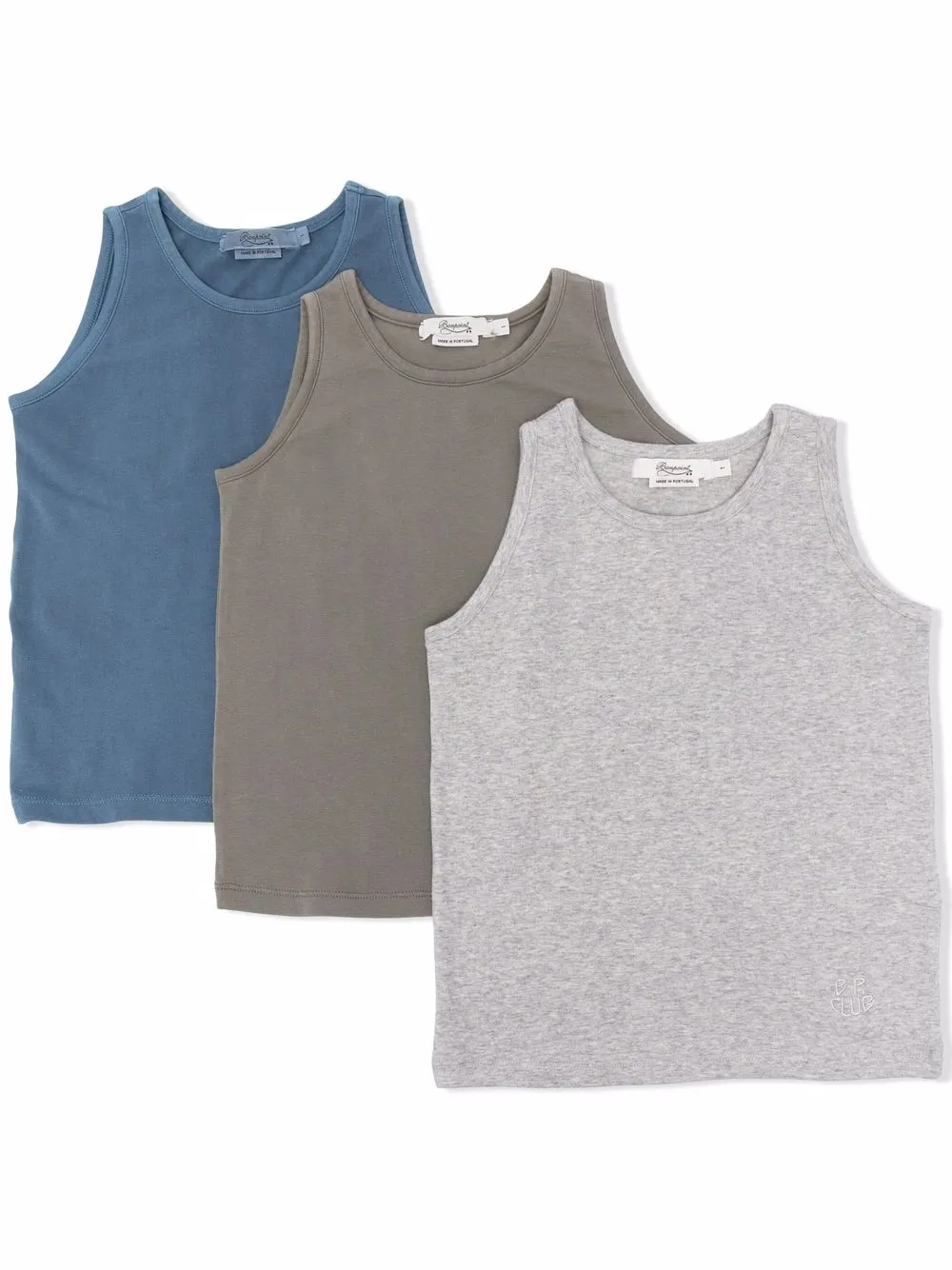 

Bonpoint pack de tres camisetas con logo bordado - Azul
