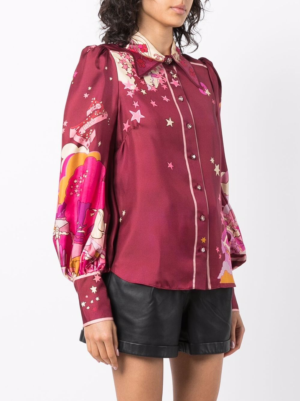 Hermès Silk Paisley Print Button-Up Top - Red Tops, Clothing