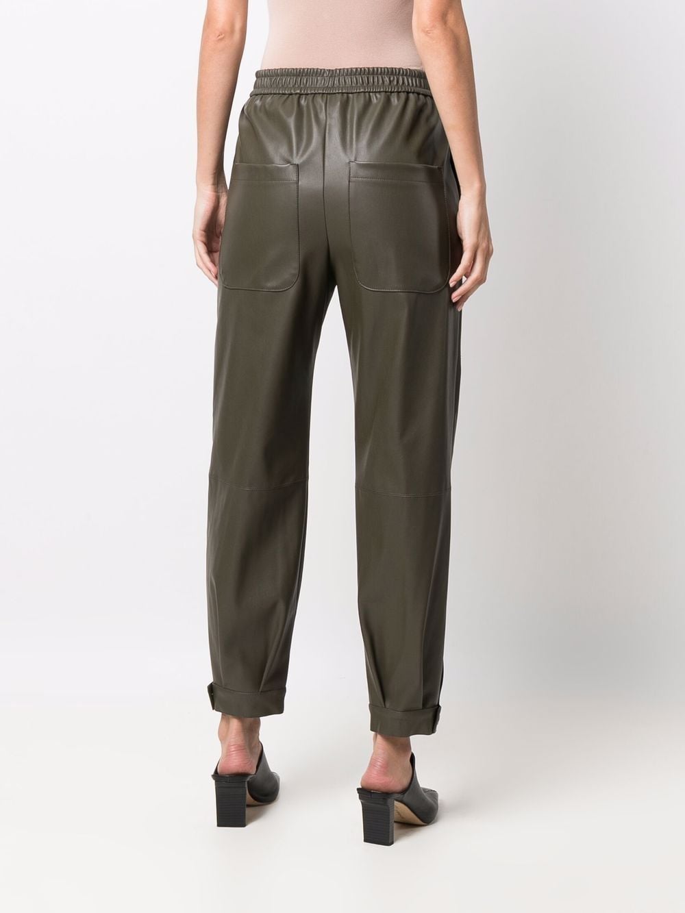Shop Nude Faux-leather Slip-on Trousers In 绿色
