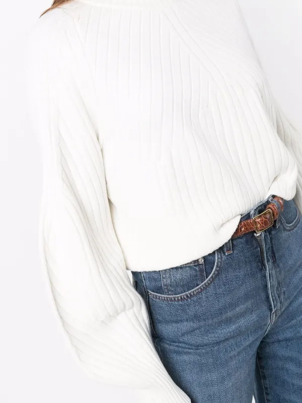 Ribbed balloon hot sale sleeve sweater