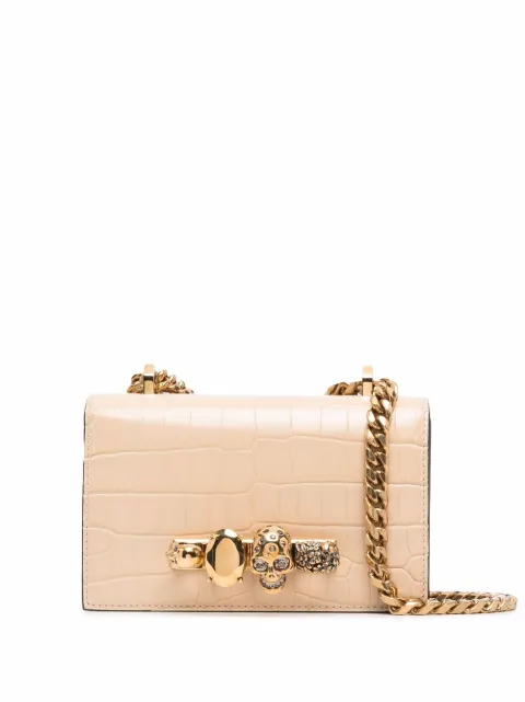 Alexander McQueen crocodile-effect skull-embellished shoulder bag