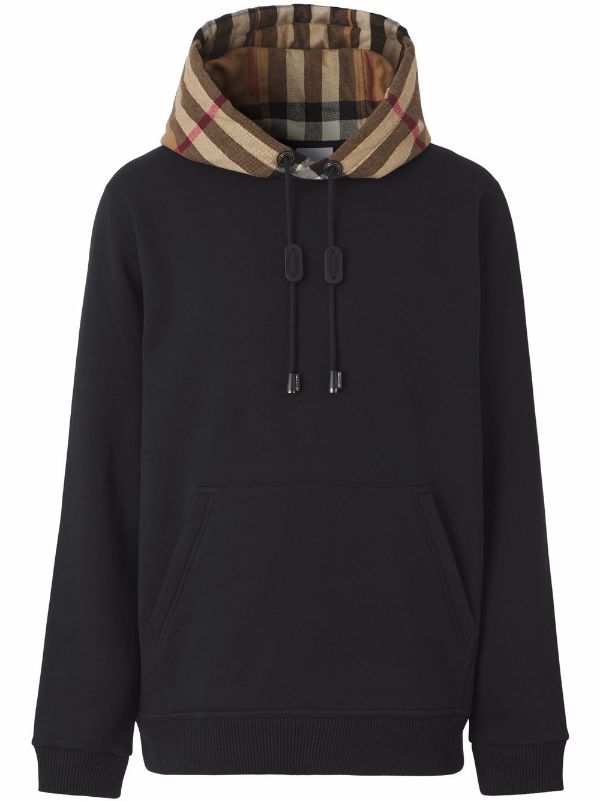Burberry check-detail hoodie - FARFETCH