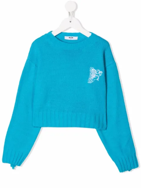 MSGM Kids suéter con logo bordado