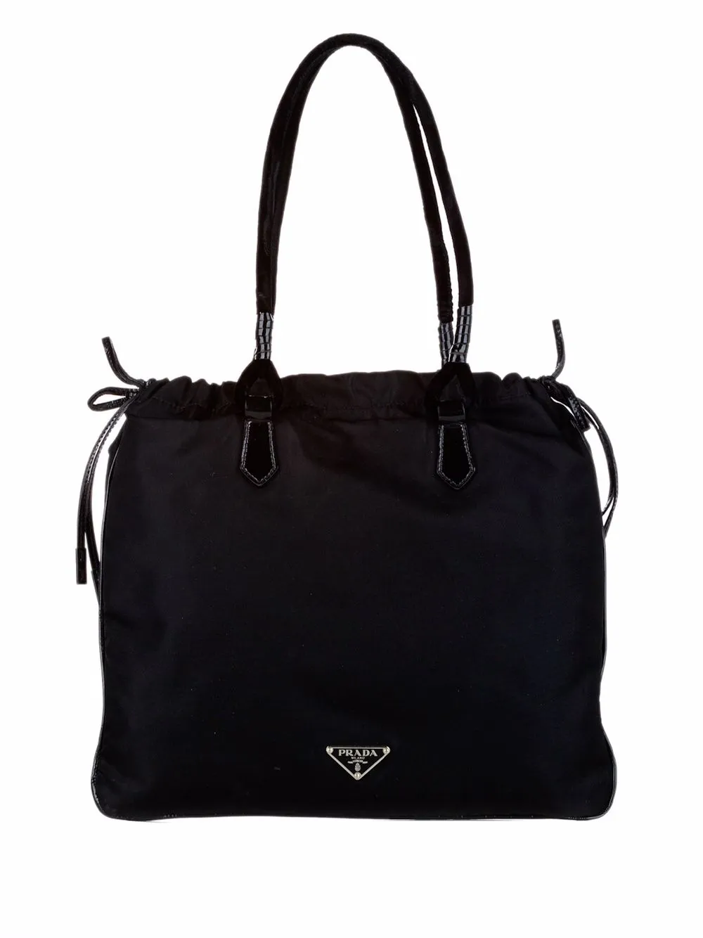 

Prada Pre-Owned triangle logo drawstring tote bag - Black