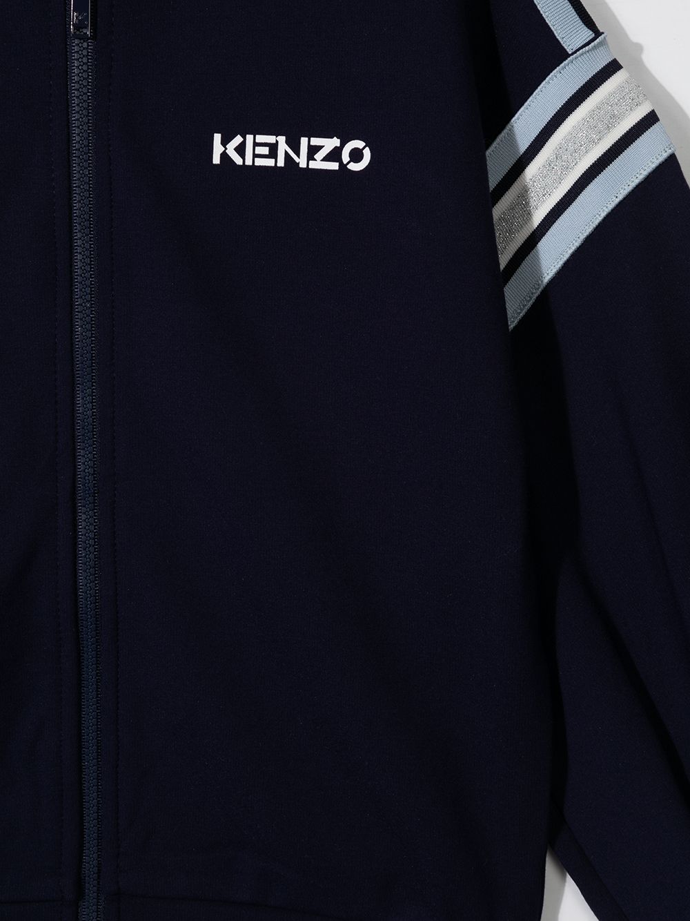 Shop Kenzo Logo-print Hooded Cardigan In Blue