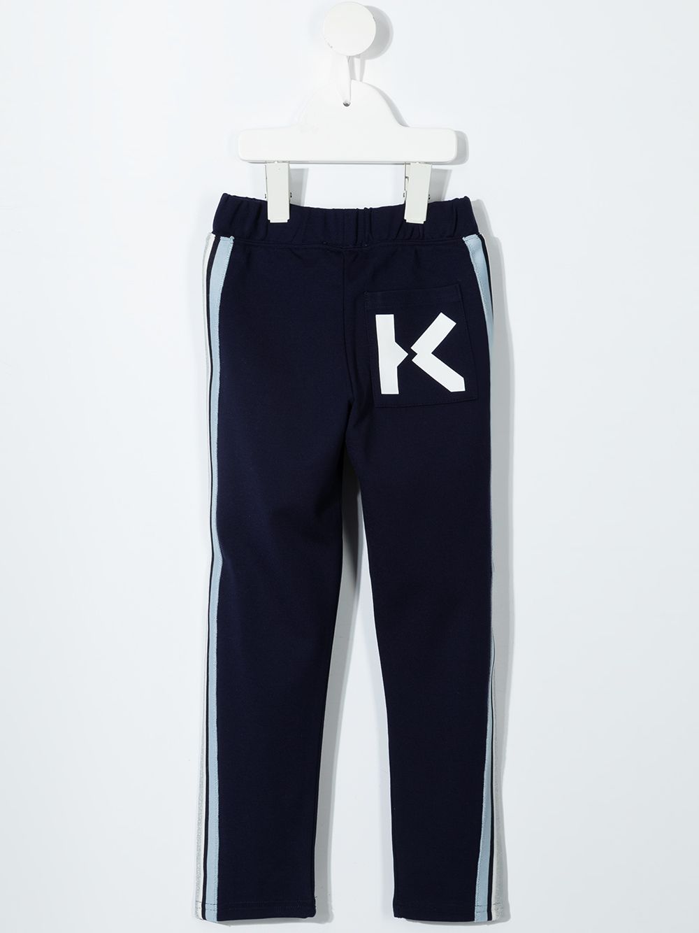 Shop Kenzo Logo-print Side-stripe Track Pants In Blue