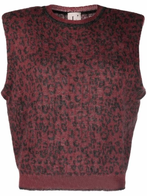 L'Autre Chose leopard-print knit vest