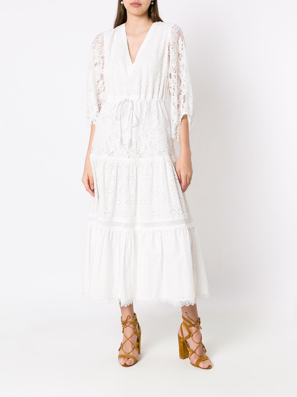 Martha Medeiros Midi-jurk van kant - Wit