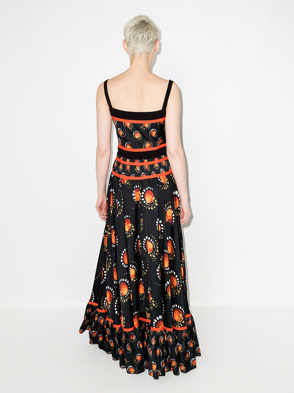 Online shop discounts Rabanne graphic-print flared maxi dress Women