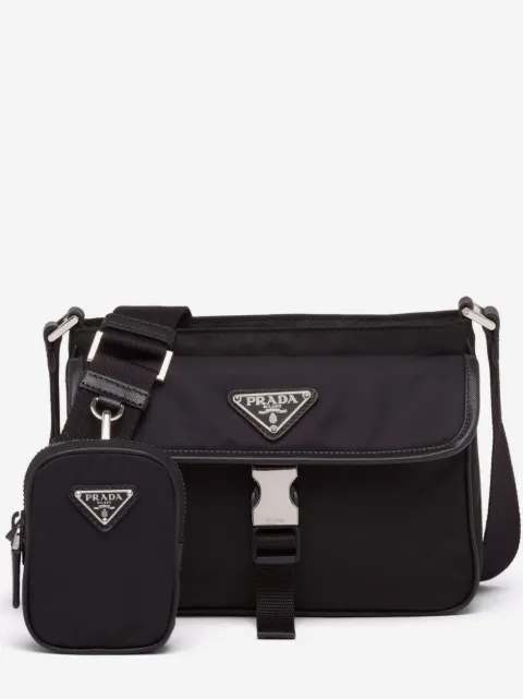 Prada logo-plaque buckle-fastening shoulder bag